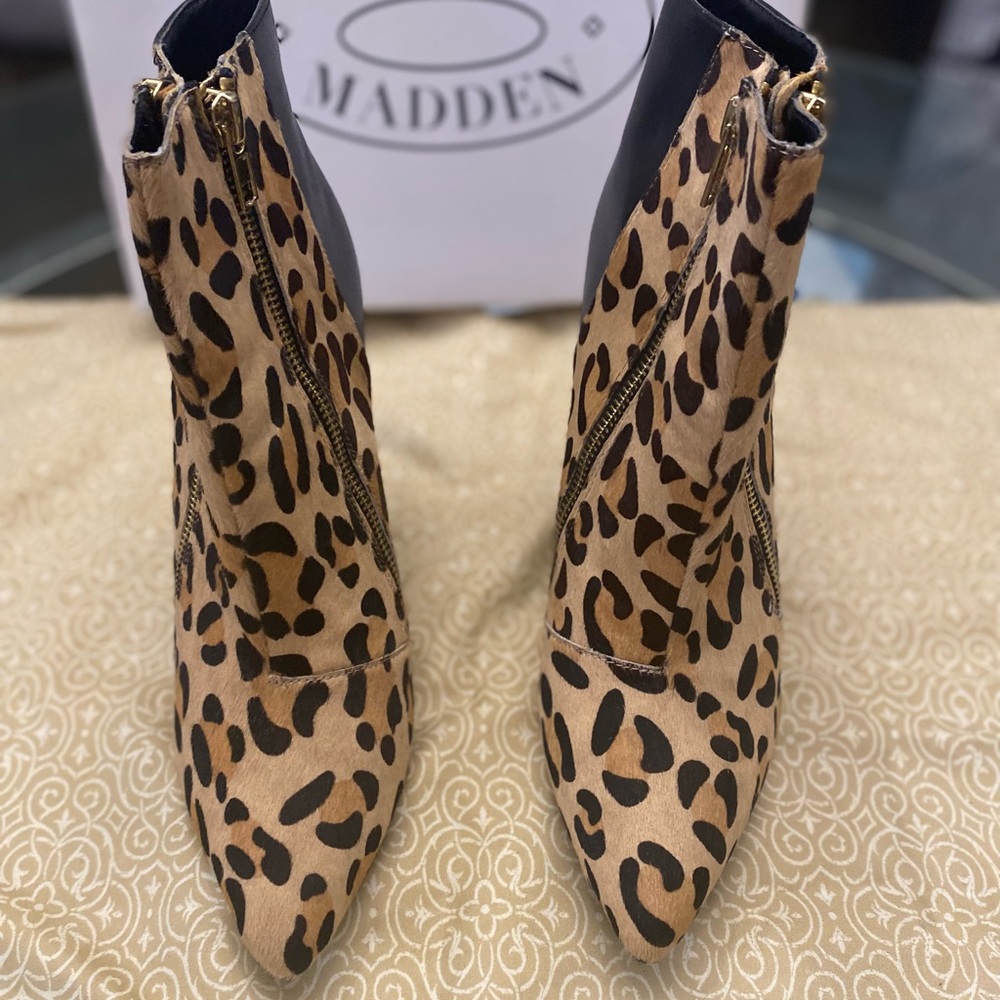 Steve Madden leopard print wedge boots